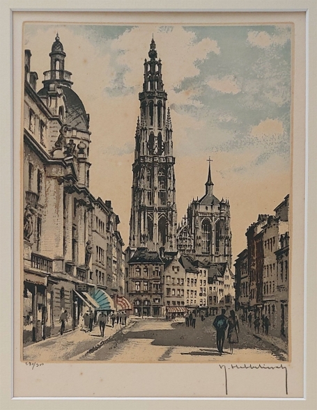 Litho van de Belgische kunstenaar Roger Hebbelinck