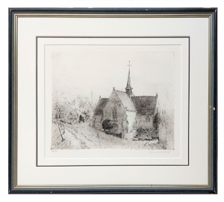 Ets: Kerkje in de vrije natuur 64/100