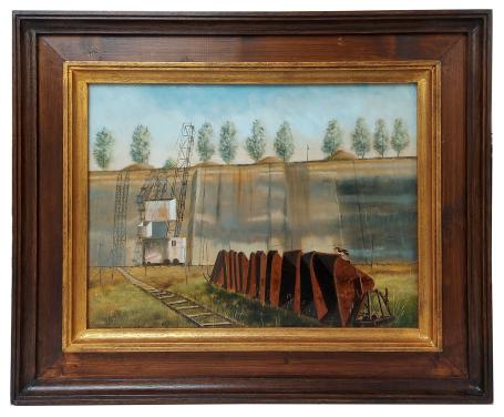 De lakerbagger in kleigroeve in de Rupelstreek 1991