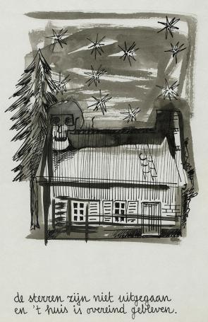 Tekening van de Belgische kunstenaar Rudi Pillen