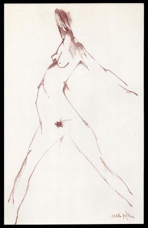 Gestileerde Wasco tekening naakte vrouw recht vooruit 1988