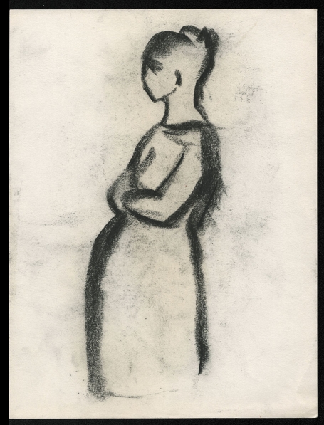 Schets, zwangere dame