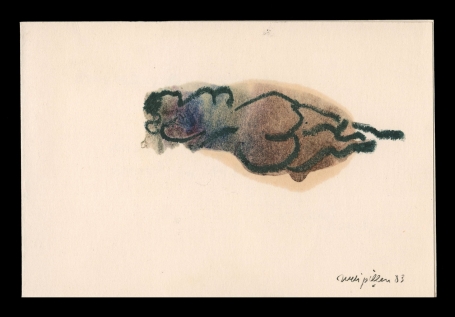 Nieuwjaarskaart met liggende dame 1983