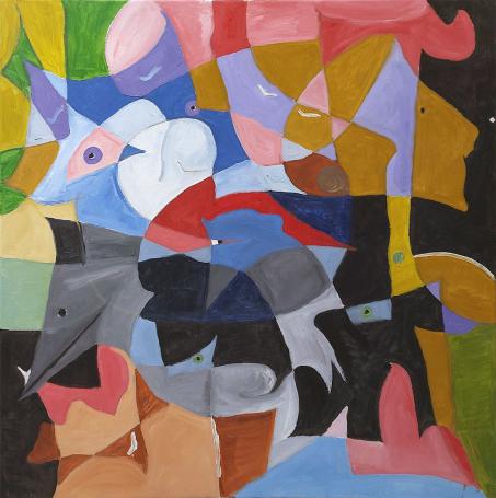 Belgische kunstenaar Kauveh Rusta met een abstract kunstwerk