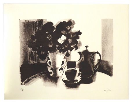 Stilleven Bloemen en koffieset 1/10