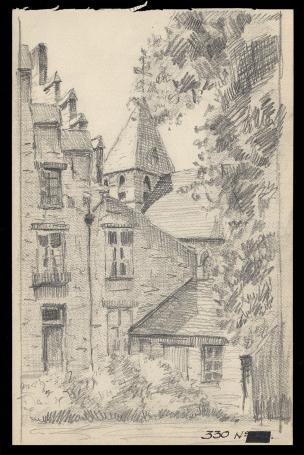 Schets, Zicht op deel van een landhuis Nr 330