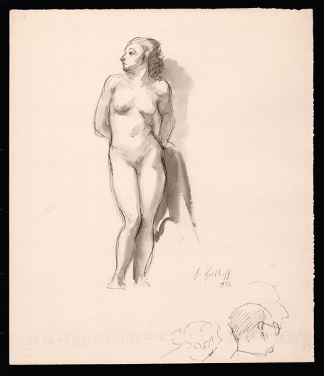 Schets Naakte dame en koppel 1956