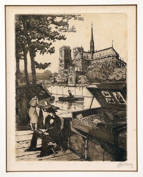 Ets van de Franse kunstenaar Marcel Julien BARON