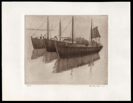 Drie vissersboten op een lijn te Oostende 3/10