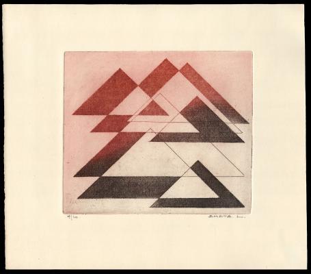 Abstractie, driehoeken  (gradueel gekleurd) 4/10