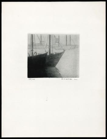 Boeg van een schip aan de kade 78/100