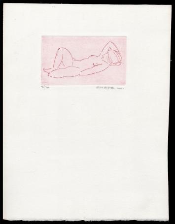 Kleine droge naald ets, naakte dame 7/20