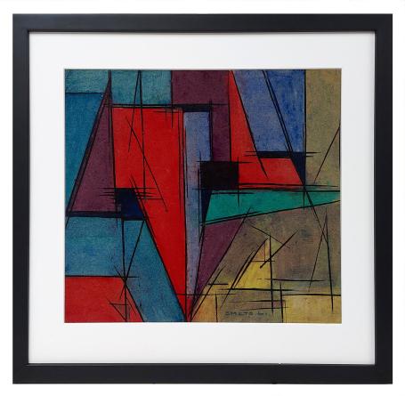 Abstract schilderij, rood blauwe en groene expressie