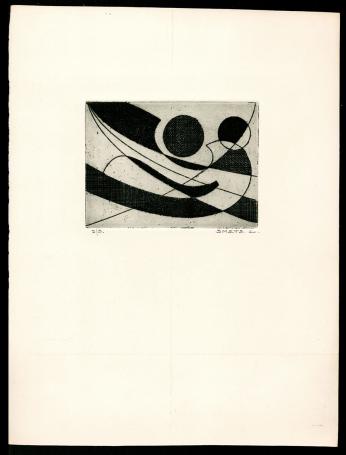 Abstractie, punt en komma 2/5 (zwart groen)
