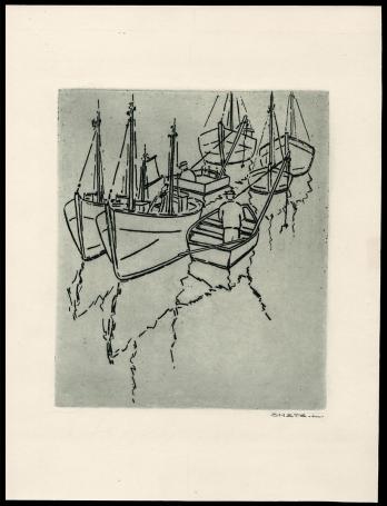 Vissersboten sloep en vissers