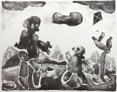 Spelend kind met vlieger 1992 5/12