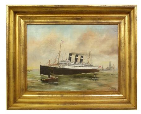 Schilderij van de SS BELGENLAND Red Star Company Antwerp 1931