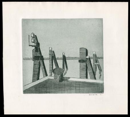 Staketsel aan de meerpaal van de rivier