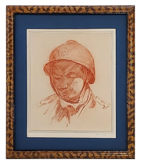 Belgische militair met neergeslagen ogen