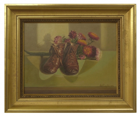 Kinderschoentjes en droogbloemen stilleven 1972