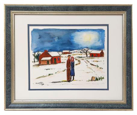 Man en vrouw in het sneeuwlandschap 1988