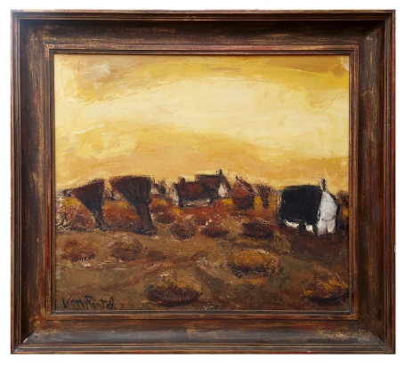 Vlaamse velden met bomen en boerderijen