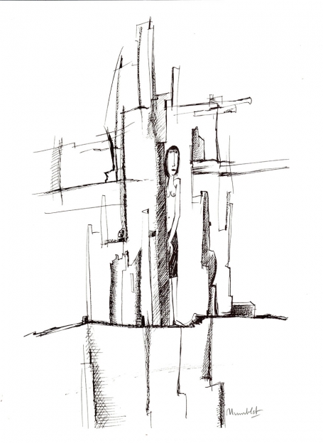 Kunstwerkje op papier van Theo Humblet