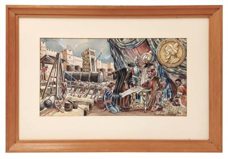 Gouache, Les Ottomans en guerre  voor een Liebig chromo