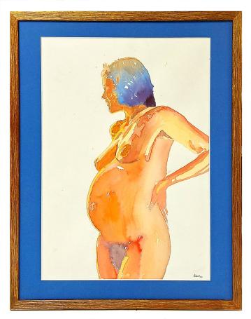 Aquarel, zwangere dame 2002