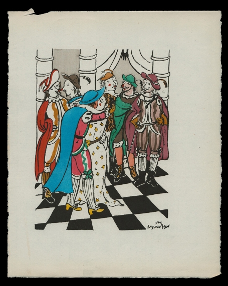 Houtsnede "Le baiser" 1944 257/450