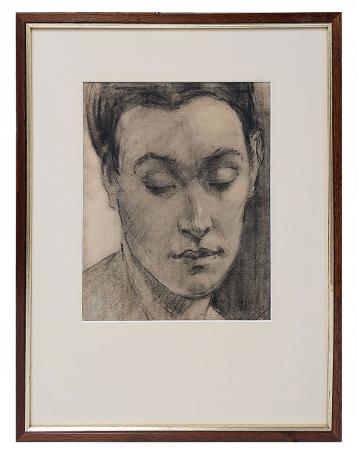 Houtskooltekening, Vrouw met neergeslagen ogen 1988