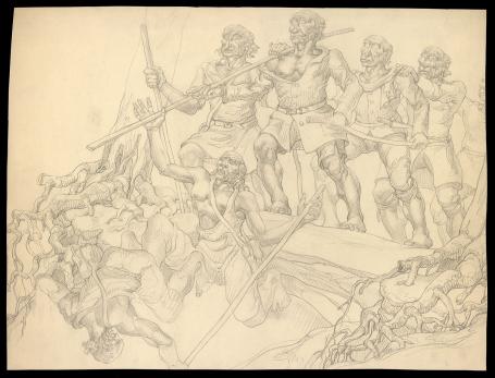 Tekening L, Stoere mannen op stap