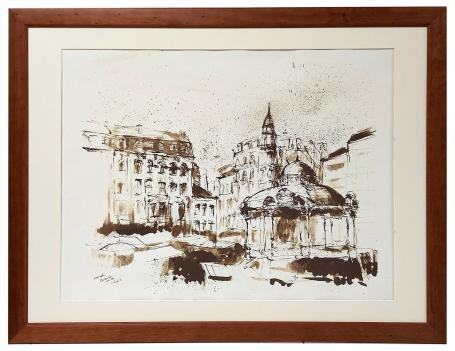 Aquarel, Wapenplein Oostende 1980