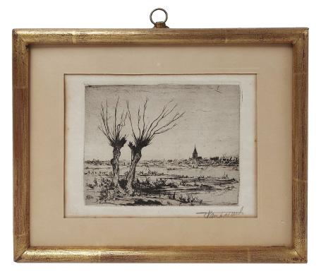 Kleine ets, landschapje met knotwilgen