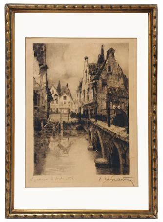 Stadsaanzicht aan het bruggetje