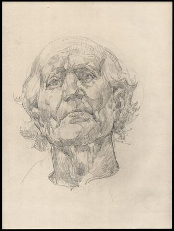 Tekening Z, man met vragende blik