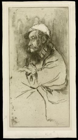 Lange ets, man met snor en pet