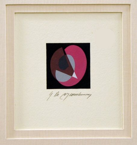 Abstract werk zwart bruin en roze 1989