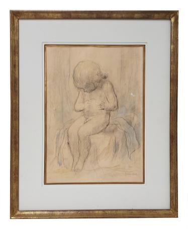 Opgehoogde tekening, Jong zittend meisje