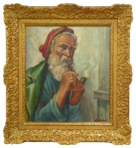 Pijprokende oude man