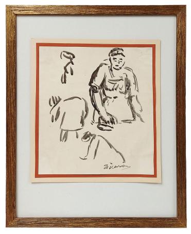 Studie, strijkende dame