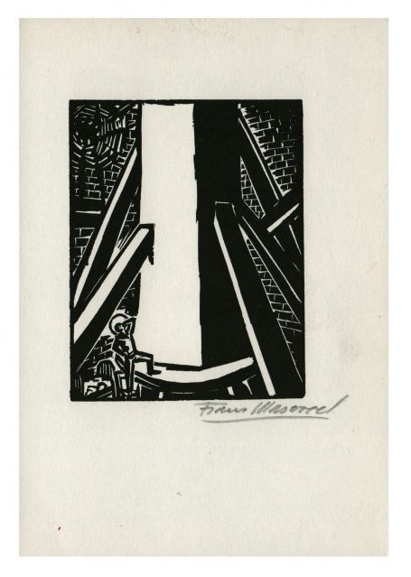 Houtsnede van Belgische kunstenaar Frans Masereel uit het werk l'oeuvre van 1928