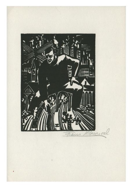 Gravure sur bois signée Á  la main par l\'artiste belge Frans Masereel d\'après l\'oeuvre de 1928