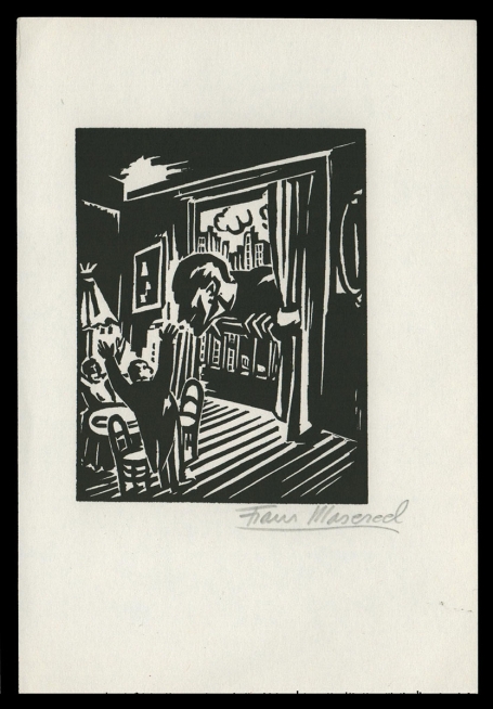 Houtsnede van Belgische kunstenaar Frans Masereel uit het werk l'oeuvre van 1928