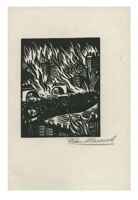 Houtgravure van Belgische kunstenaar Frans Masereel uit het werk l'oeuvre van 1928