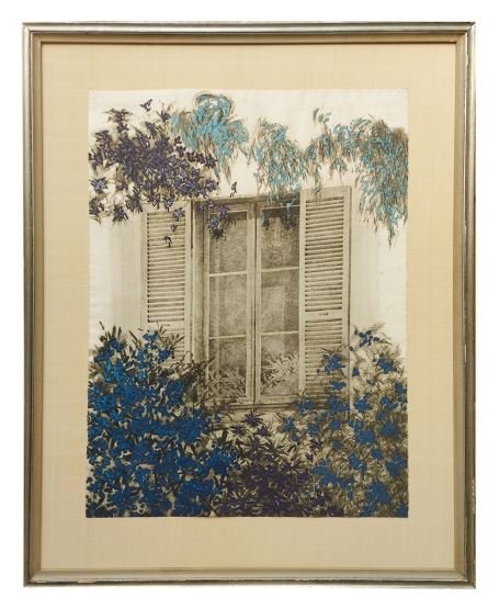 Het oude raam met frisse bloemen 1983 50/70