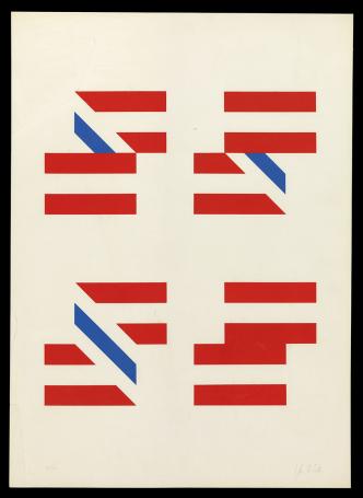 Abstracte litho rood blauwe lijnen 36/50