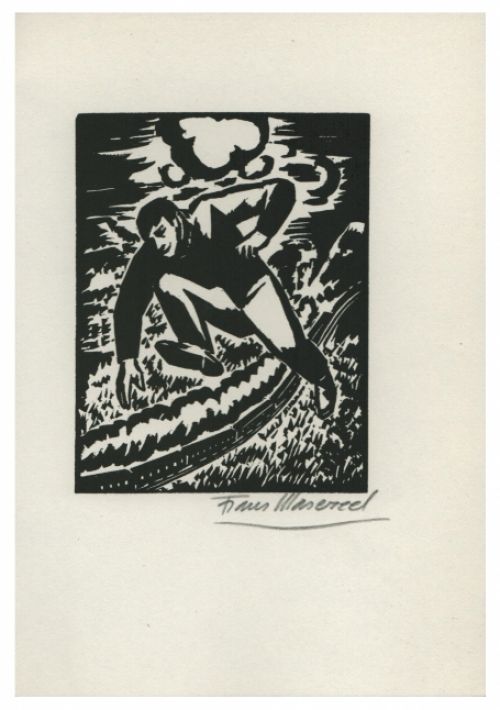Houtsnede van Belgische kunstenaar Frans Masereel uit het werk l\'oeuvre van 1928